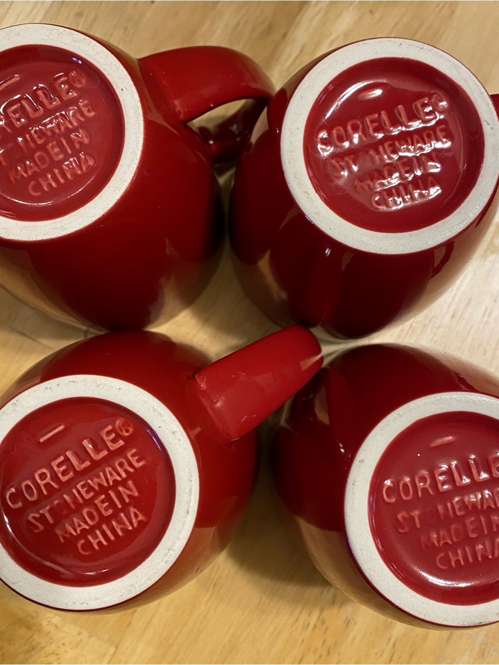 Corelle Red Stoneware Coffee Mugs - Set of 4